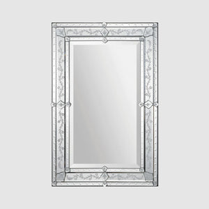 All Glass - Etched Venetian Mirror