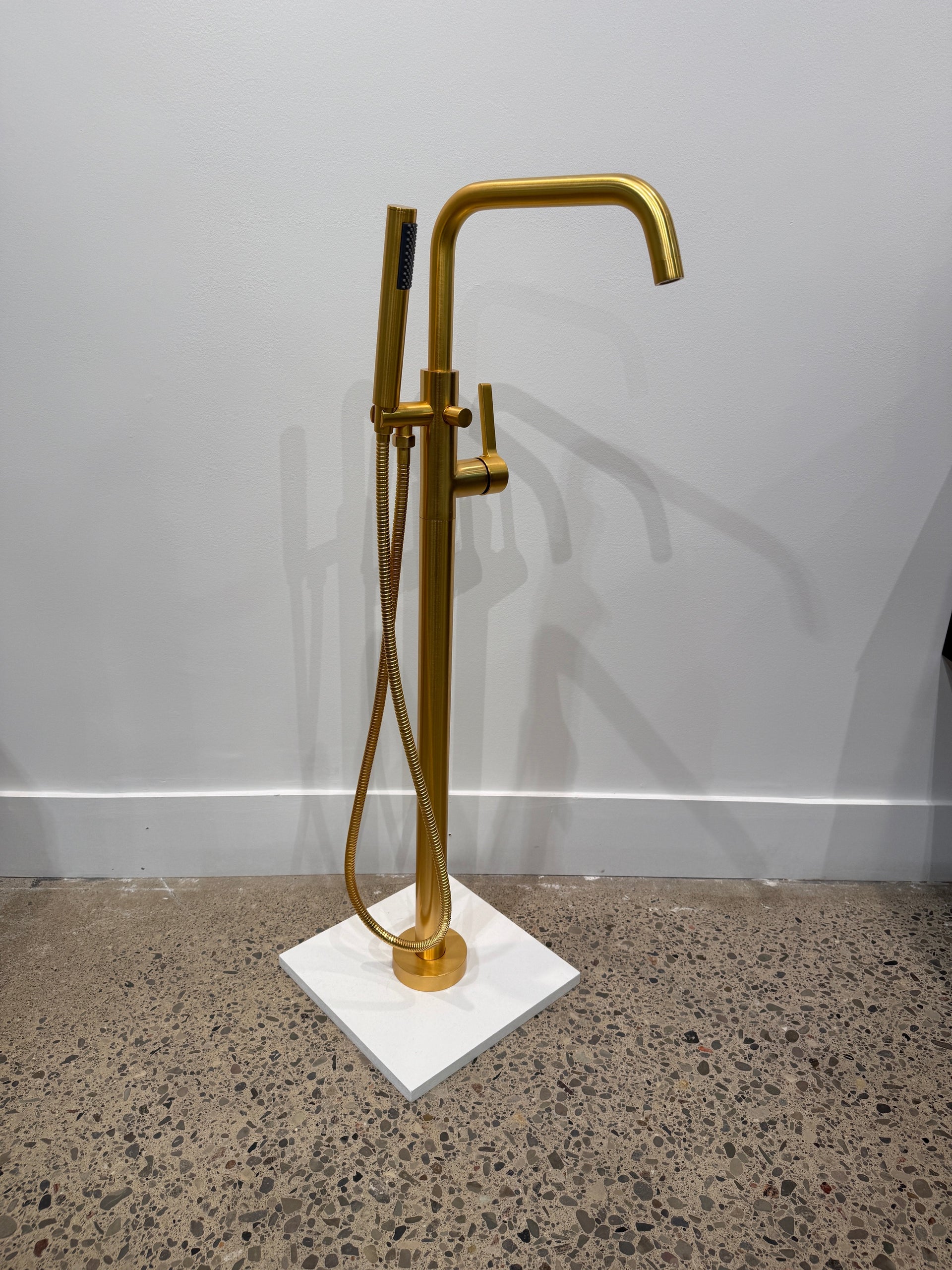 Brushed Gold Floor Mount Tub Filler