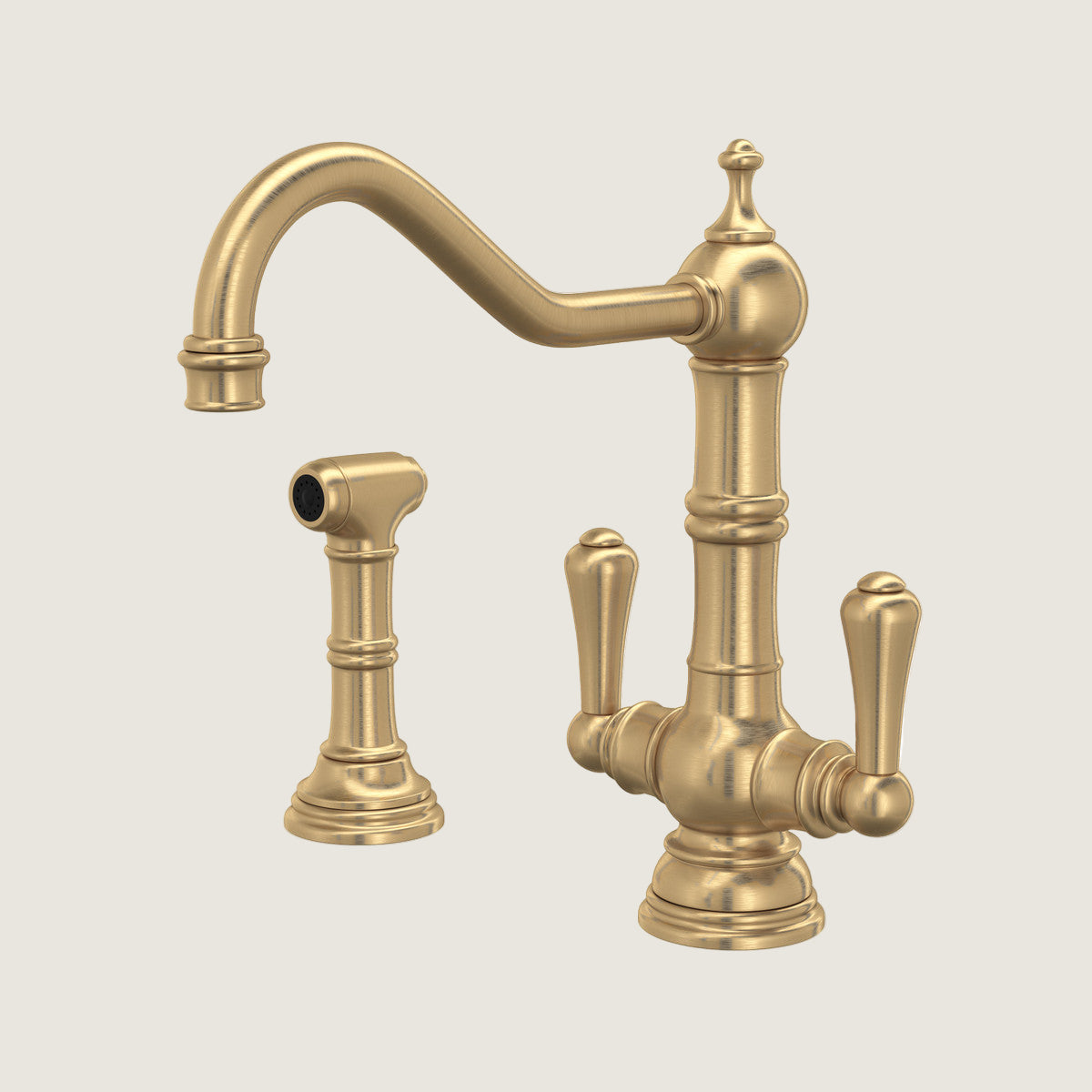 Edwardian Single Hole Kitchen Faucet with Lever Handles and Sidespray