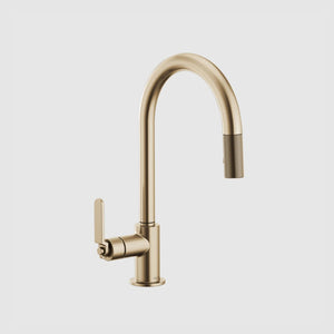 Brizo Litze Pulldown Faucet with Arc Spout and Industrial Handle