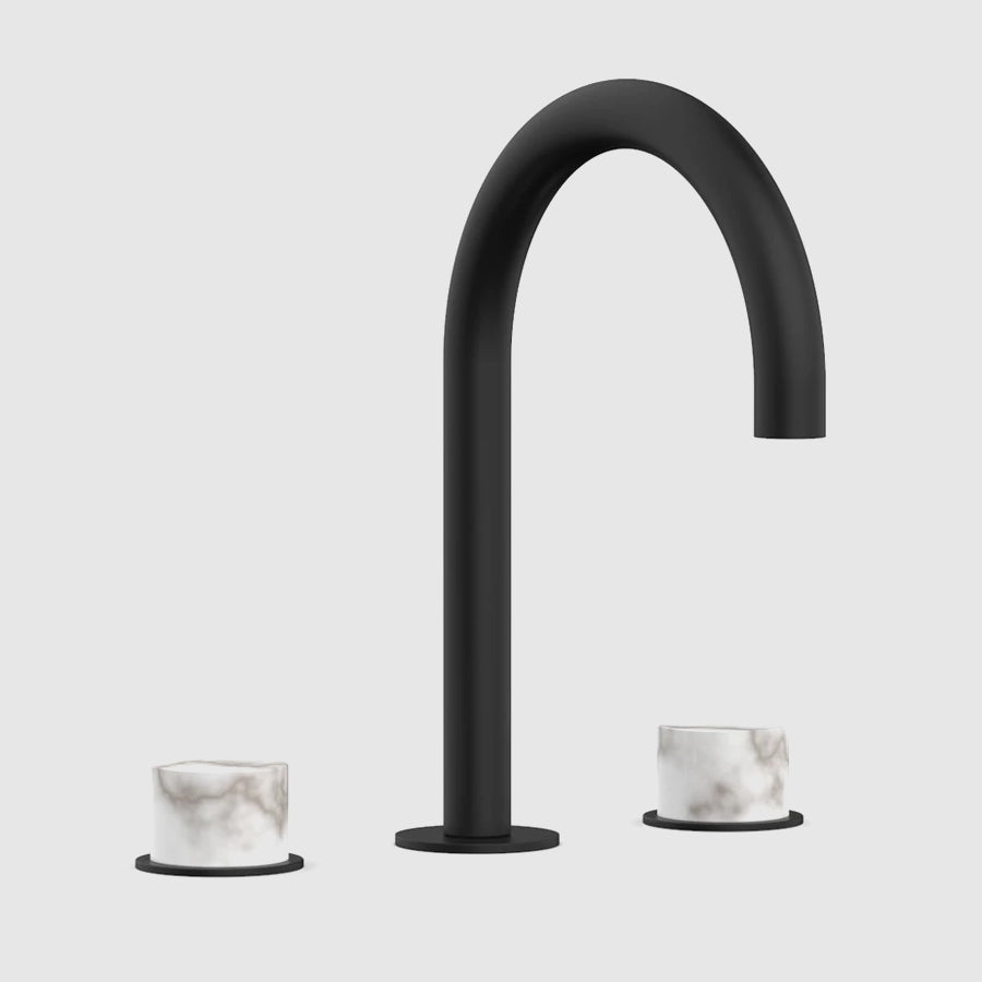 Phylrich BASIC II Widespread Faucet White Marble Handles