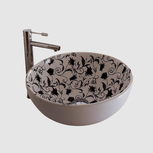 Scarabeo vessel bowl with black floral design